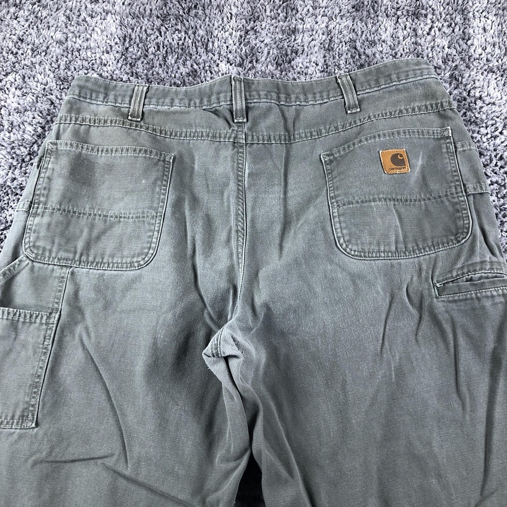 Vintage Carhartt Pants Mens 42x34 Green Canvas Loose Fit Workwear B188 DMS